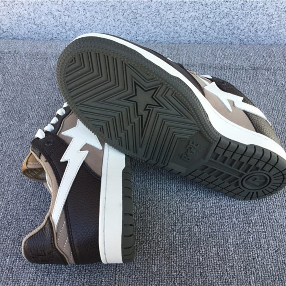 A Bathing Ape Bape SK8 Sta Brown Ivory Sneakers - Picture 9 of 10